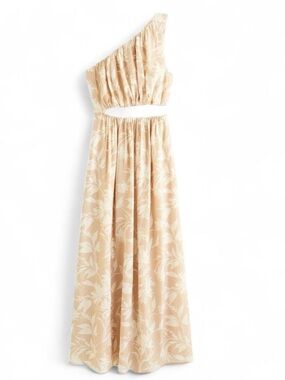Abercrombie & Fitch One-Shoulder Cutout Maxi Dress in Beige Floral